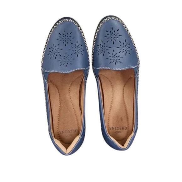Earth Origins Shoes Women 9.5 Casual Flats Slip On Freya Blue Leather Career Low - Picture 8 of 15